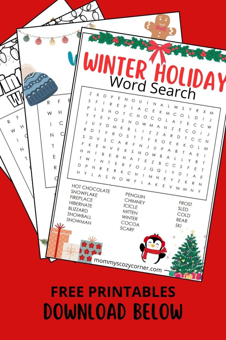 4 Winter Holiday Word Search Printables For Kids