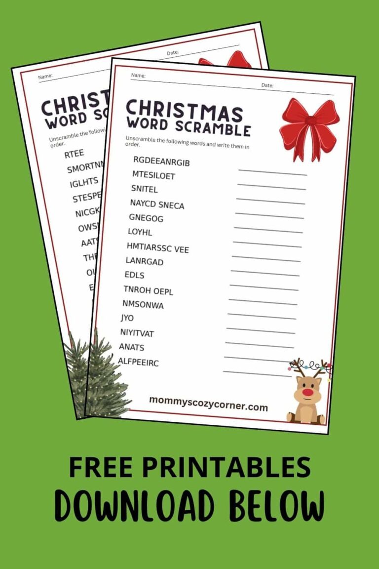 4 Christmas Word Scramble Printables With Answer Keys