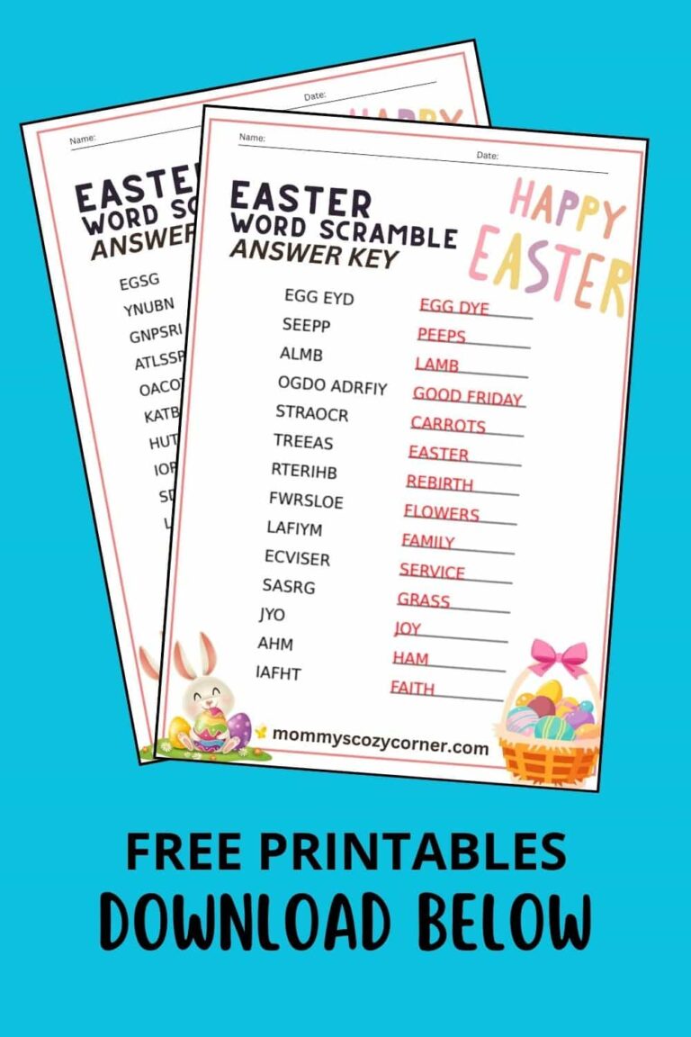 2 Easter Word Scramble Printables With Answer Key