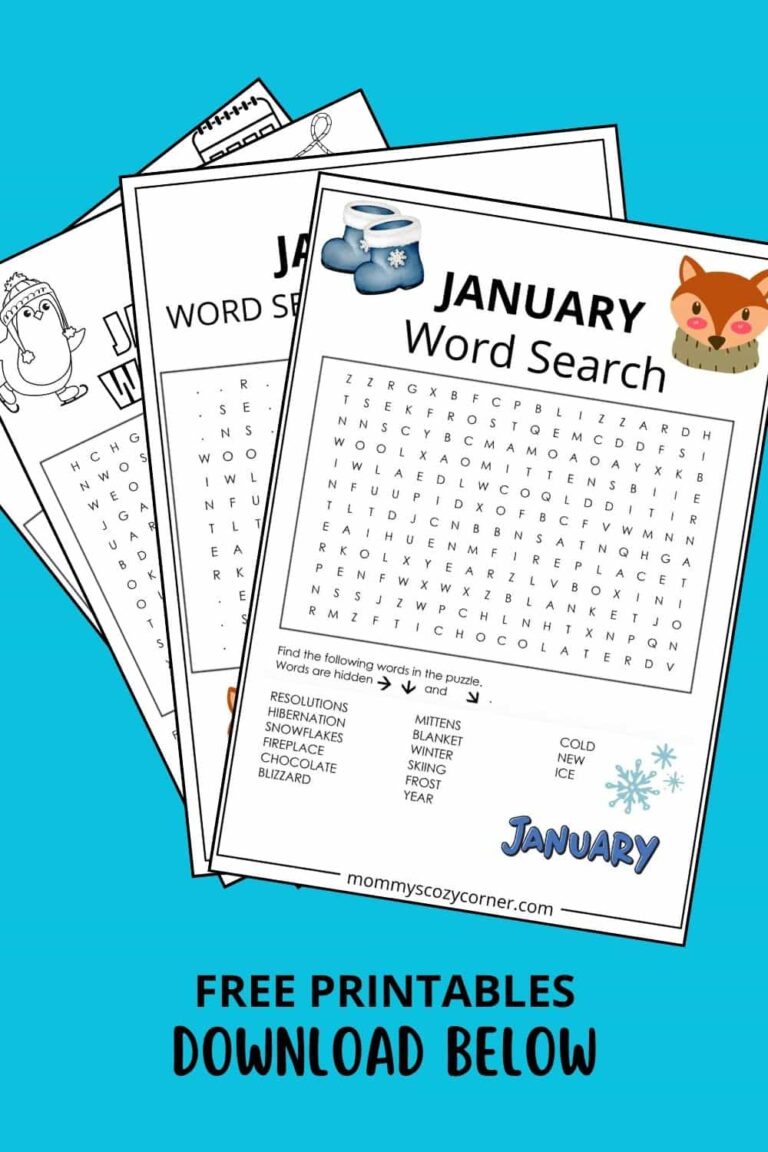 2 Free January Word Search Printables And Coloring Pages