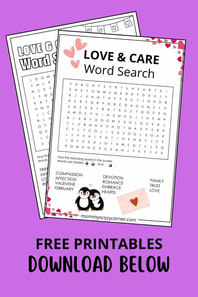 2 Love And Care Word Search Sheets With Answer Keys