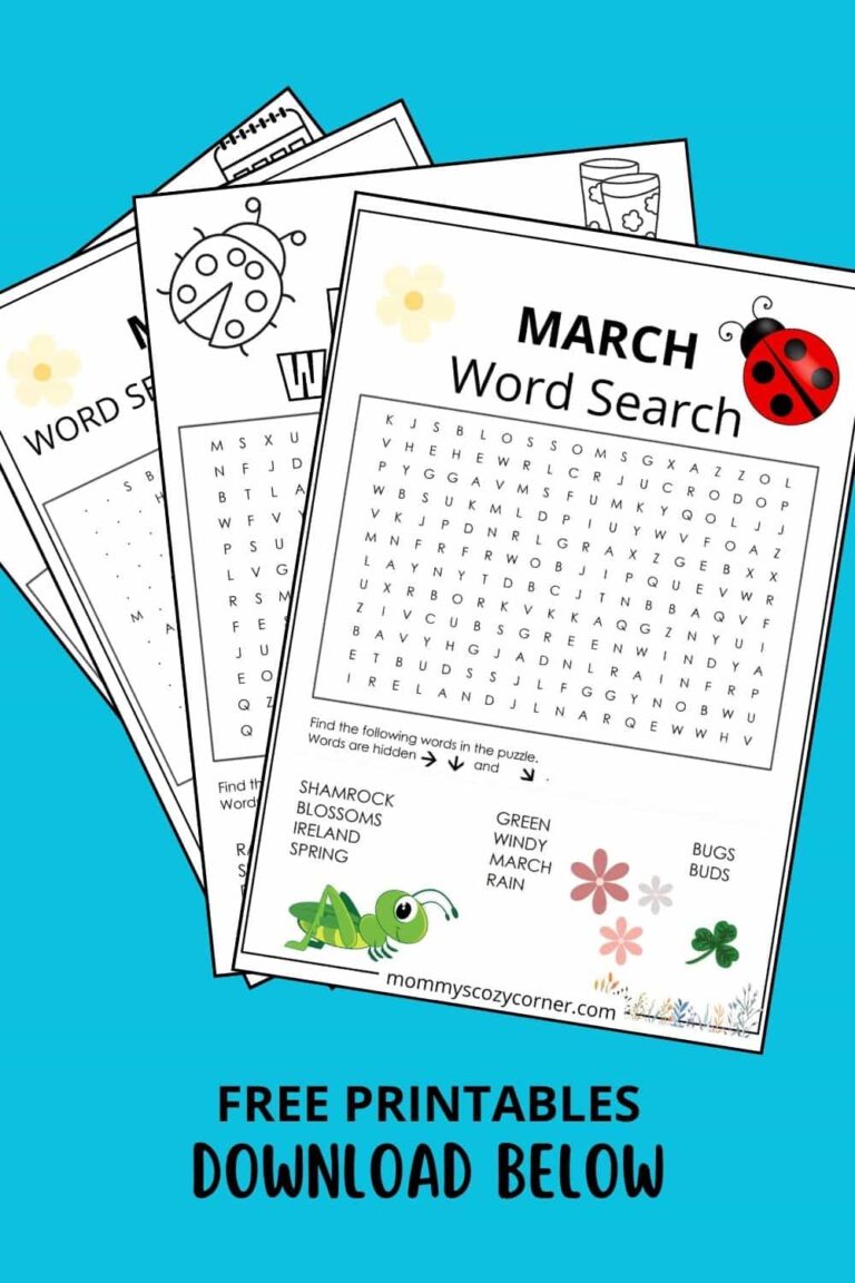 2 March Word Search Printables For Kids