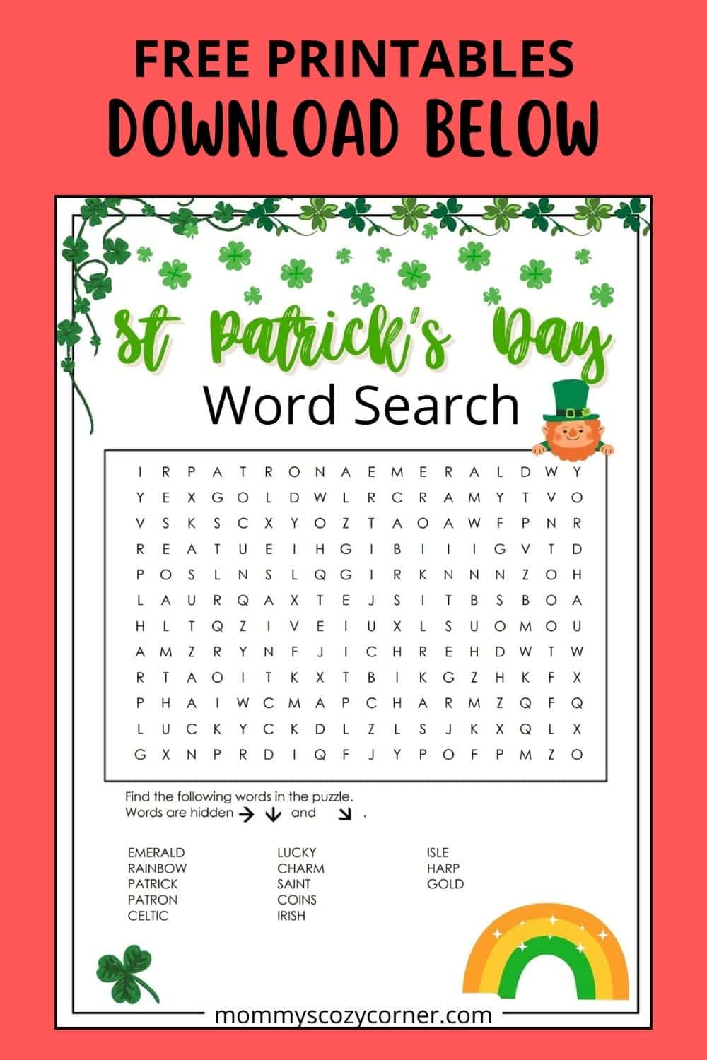 4 St Patrick's Day Word Search Printables For Kids