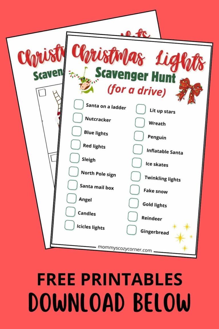 2 Free Christmas Lights Scavenger Hunt Printables