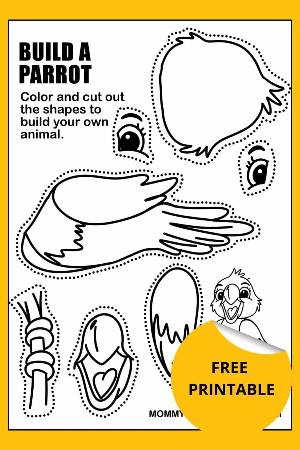 Free Build Your Own Parrot Craft Activity Printable - Build Your Own Parrot Cage