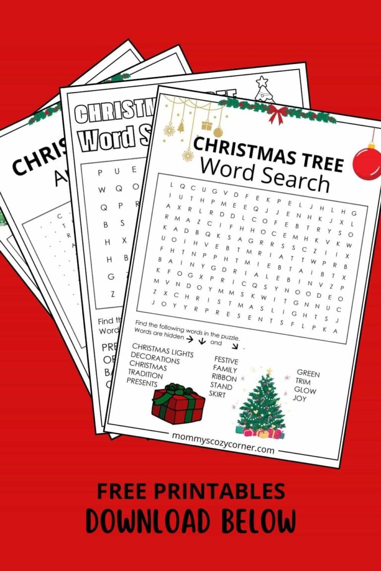 3 Christmas Tree Word Search Printables For Kids With Answer Keys