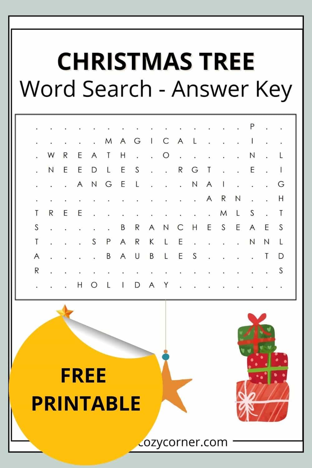 3 Christmas Tree Word Search Printables For Kids With Answer Keys