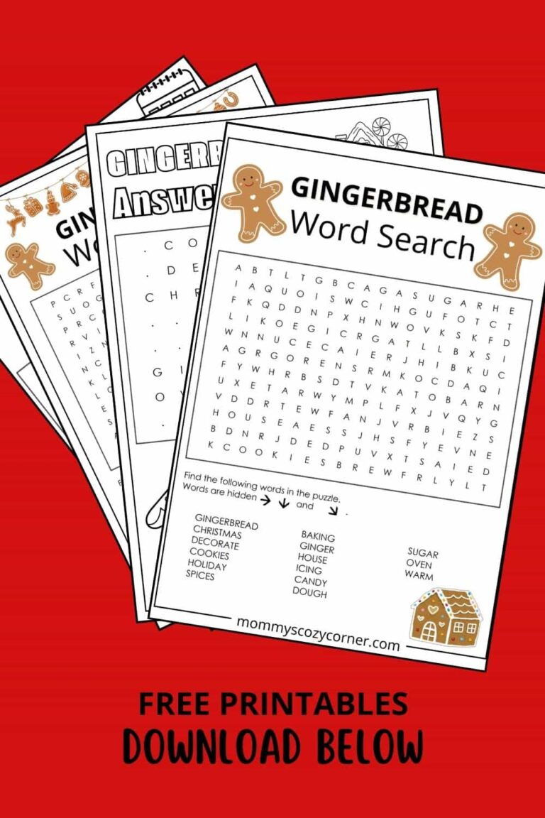 3 Gingerbread Word Search Printables For Kids With Answer Keys