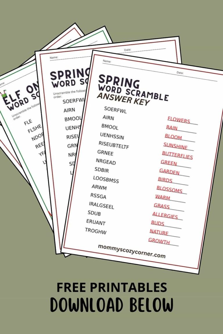 2 Spring Word Scramble Printables With Answer Keys