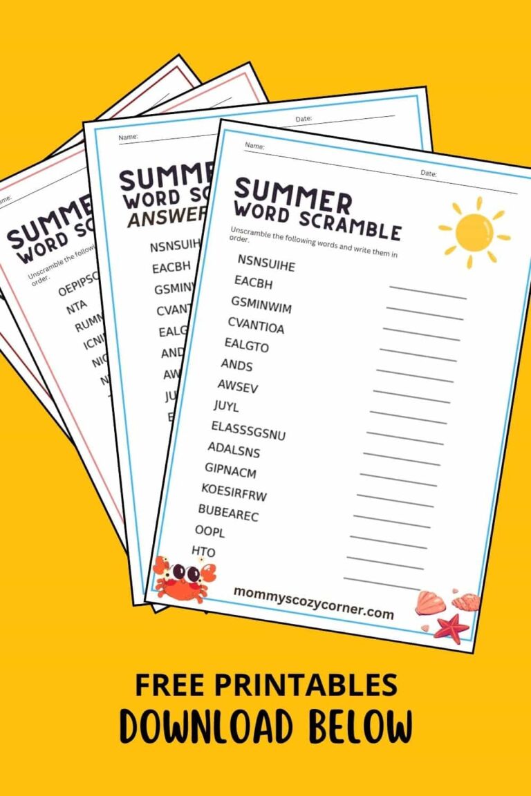 2 Free Summer Word Scramble Printables With Answer Keys