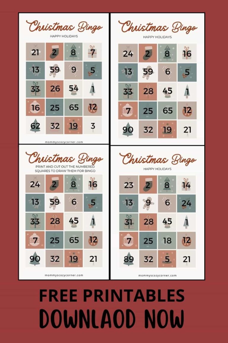 10 Christmas Bingo Cards With Numbers For A Holiday Game