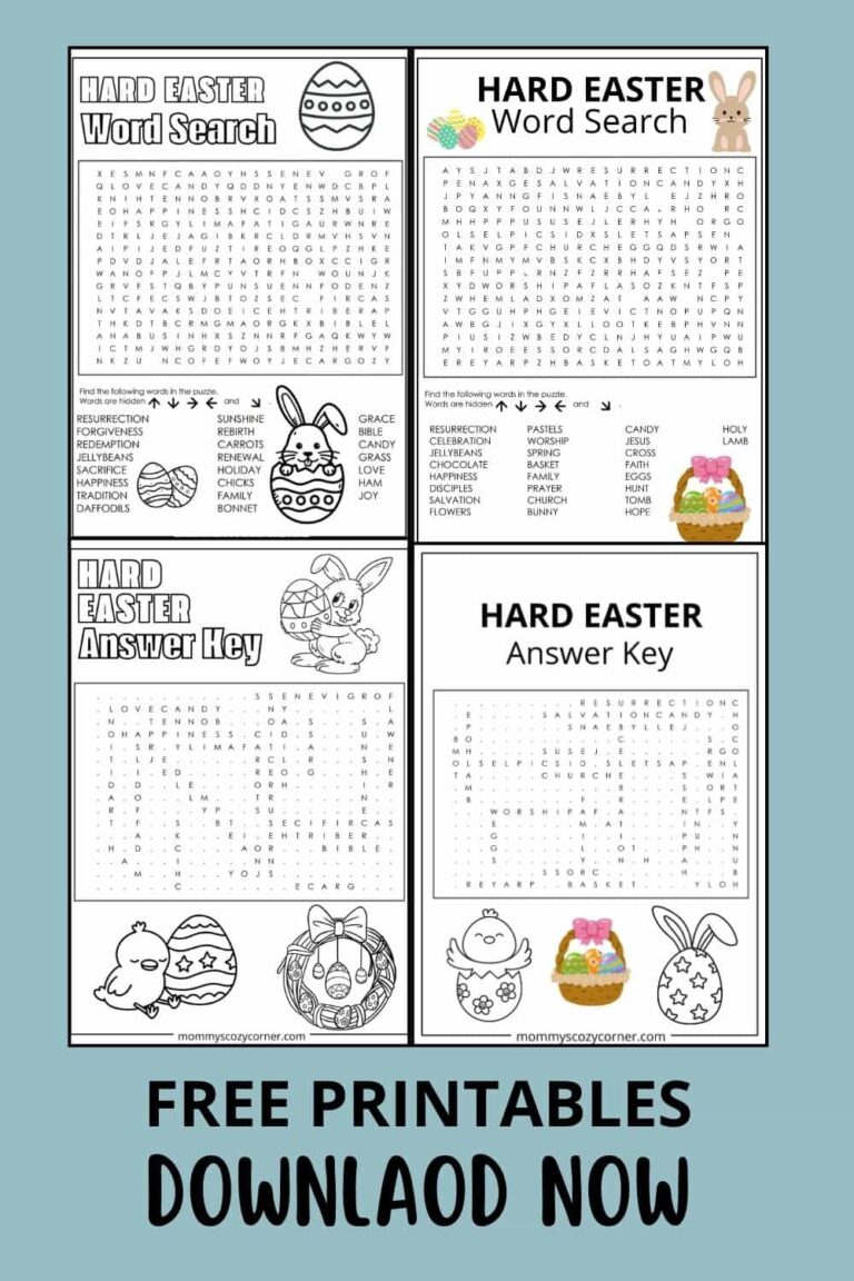 3 Free Hard Easter Word Search Printables With Answer Keys