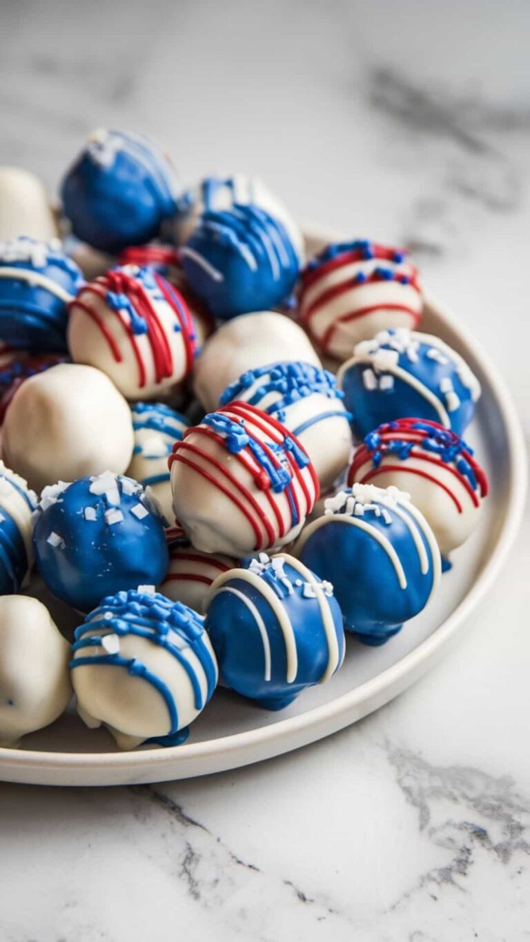 No Bake 4th of July Chocolate-Covered Protein Balls Without Peanut Butter