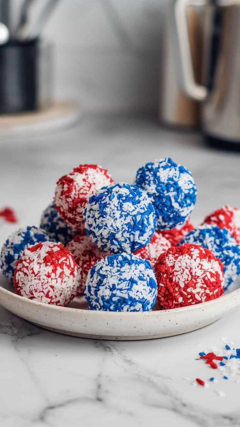 No Bake 4th of July Chocolate Chickpea Protein Balls