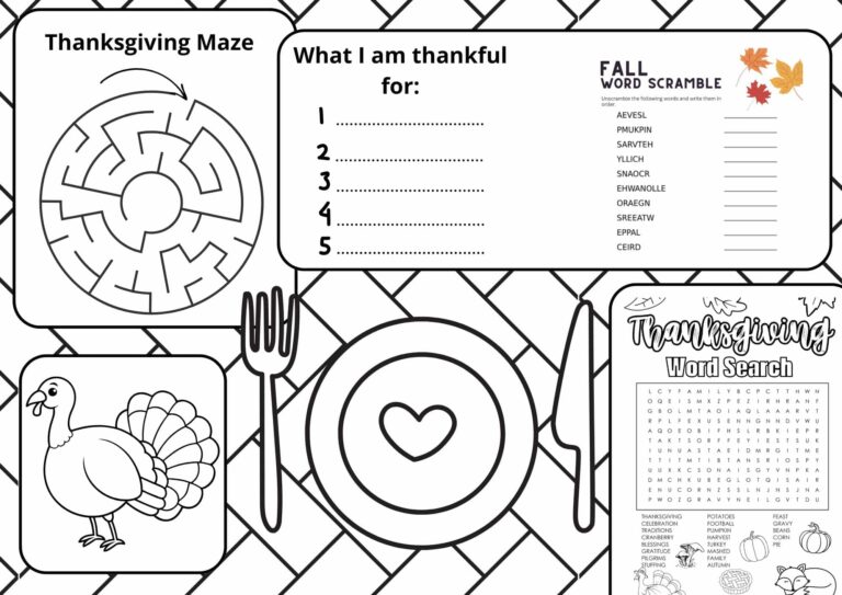 6 Thanksgiving Placemats That Kids Will Love