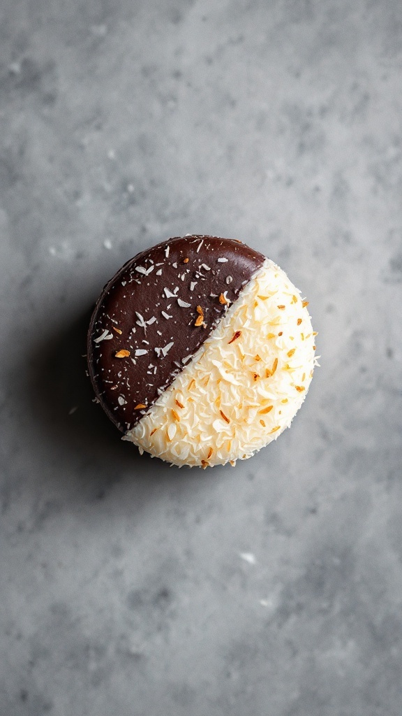 Coconut Macaron with Dark Chocolate