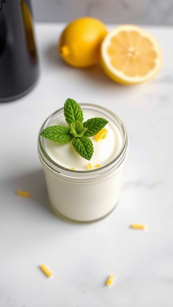 Delicious lemon mousse served in a jar