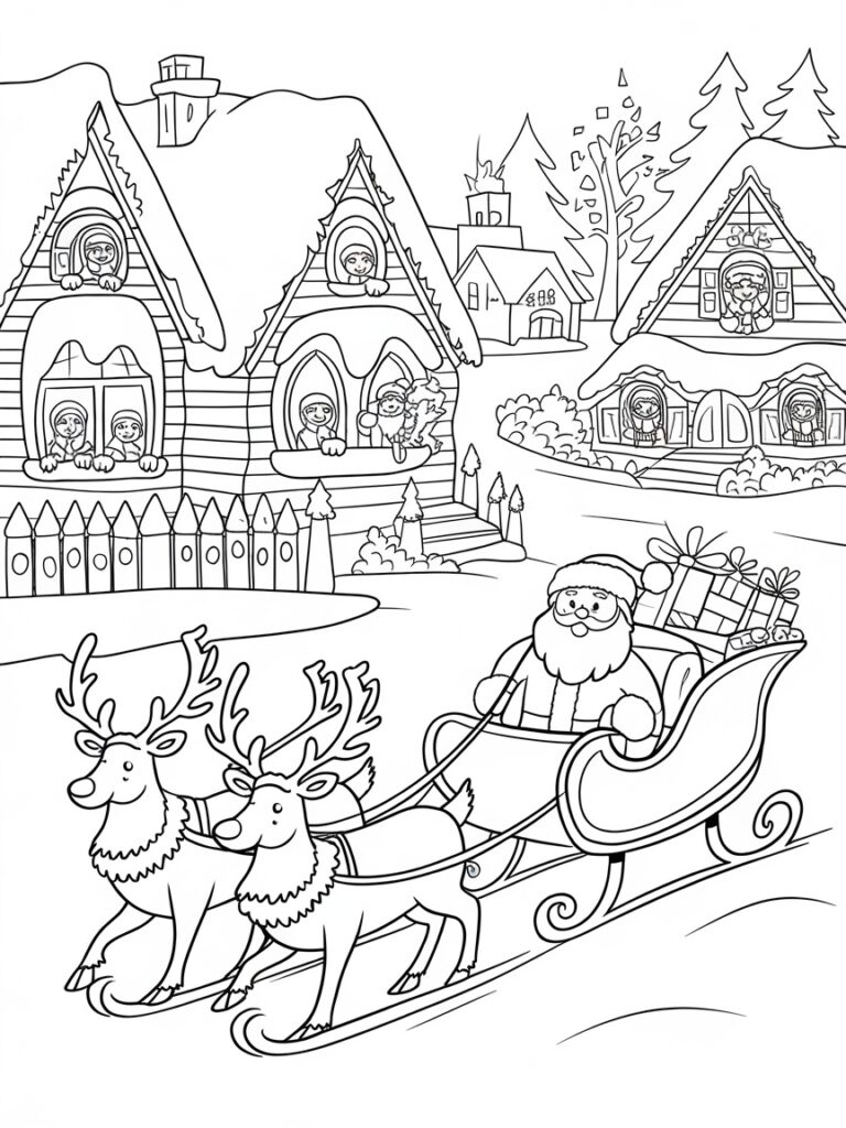 32 Festive Christmas Village Coloring Pages for Holiday Chill