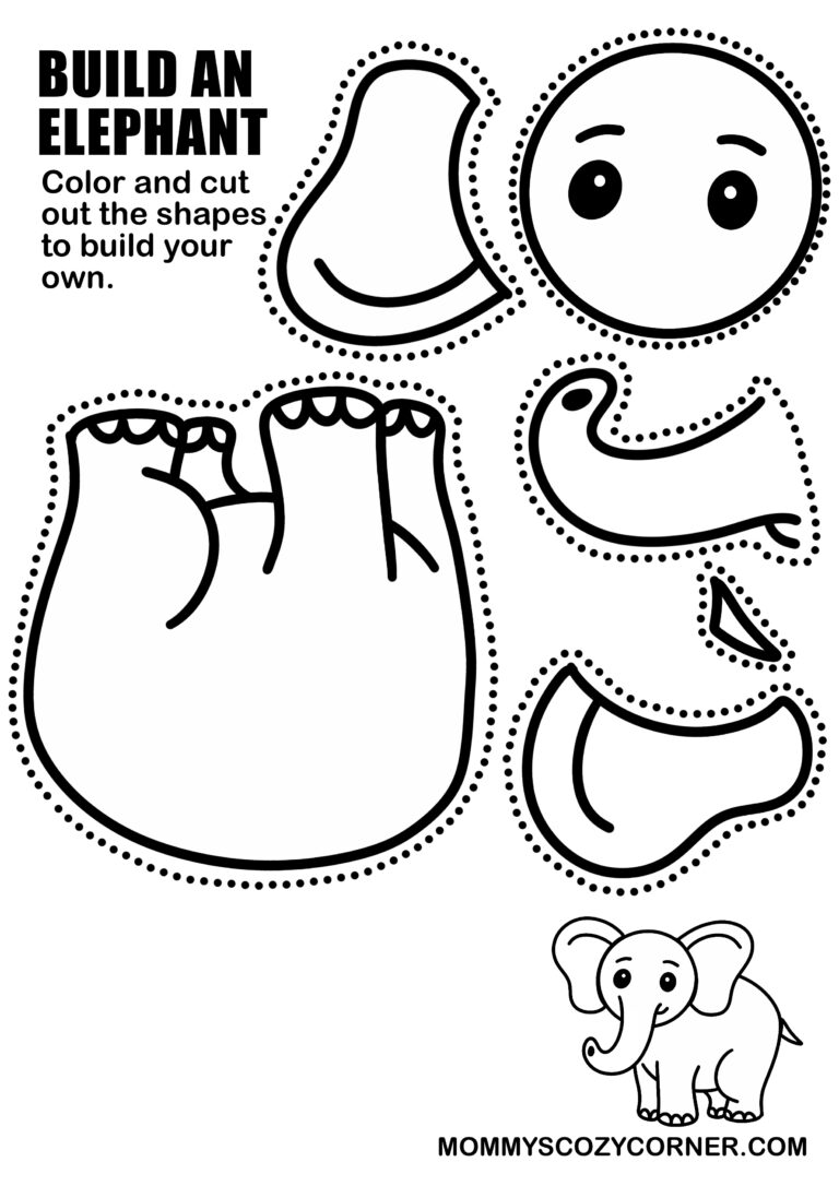 Free Build An Elephant Cut And Paste Activity For Kids