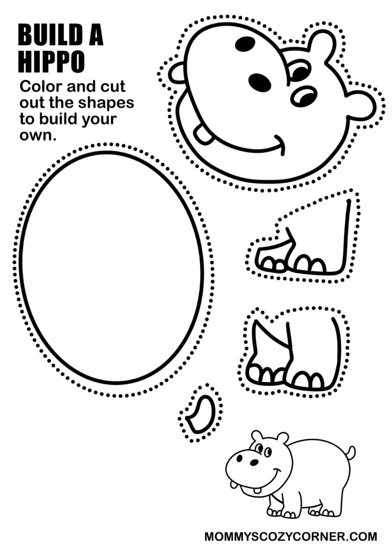 Free Build A Hippo Printable For Kids
