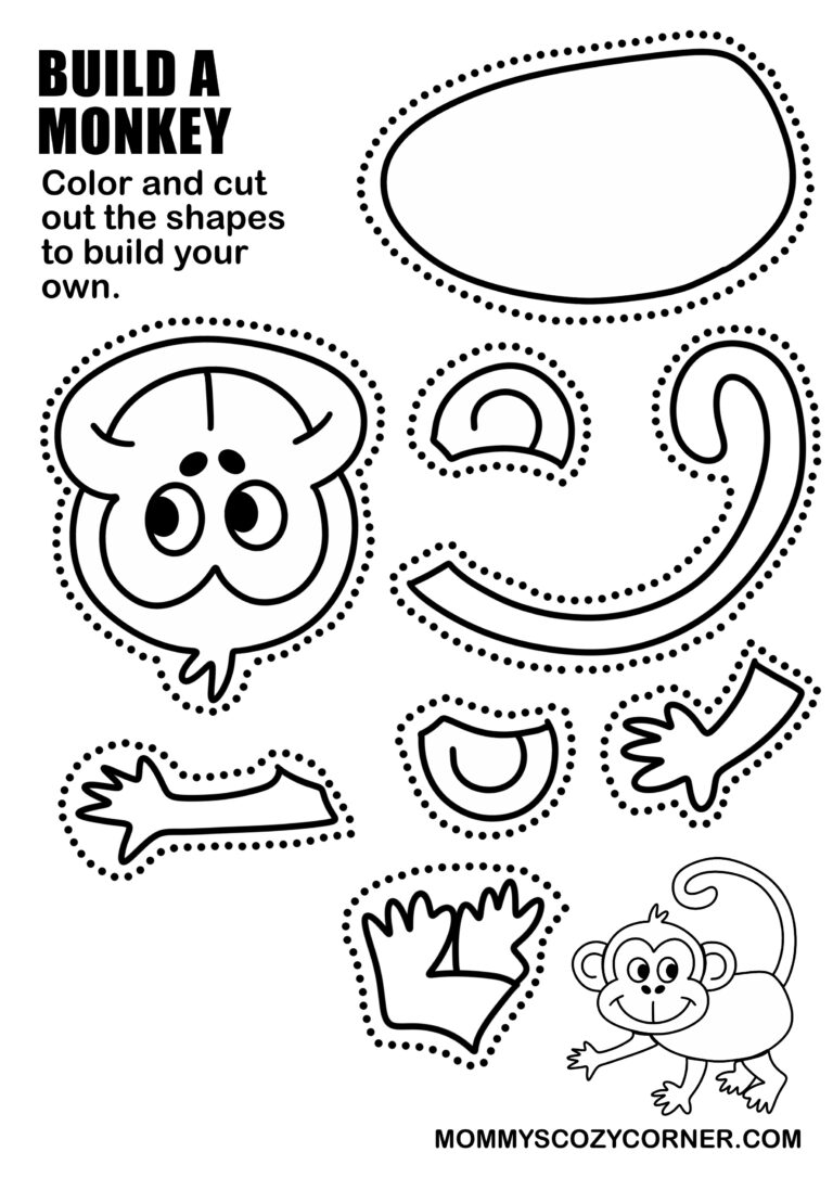 Free Build A Monkey Cut And Paste Activity For Kids