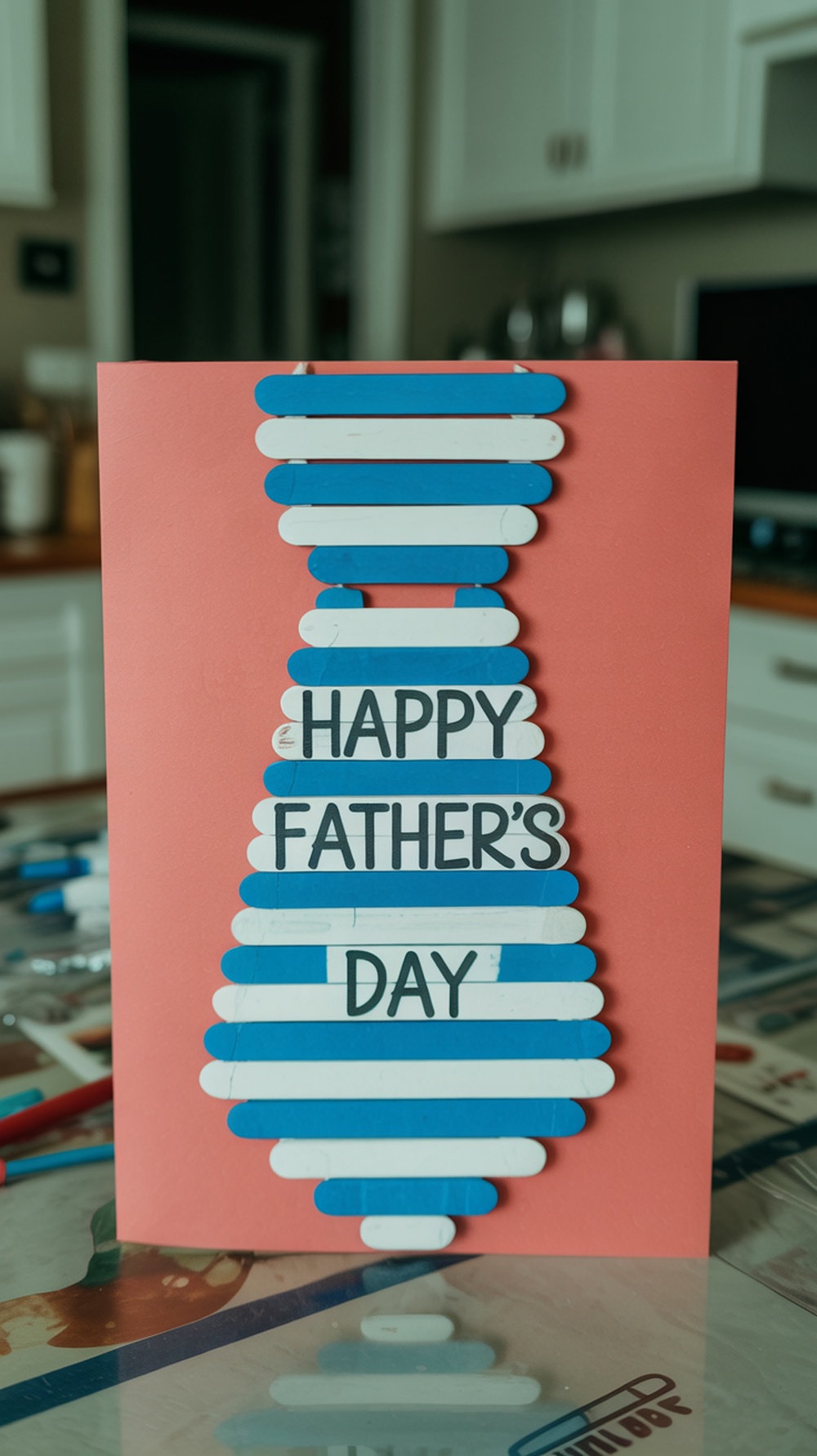 A Popsicle stick tie card for Father's Day.