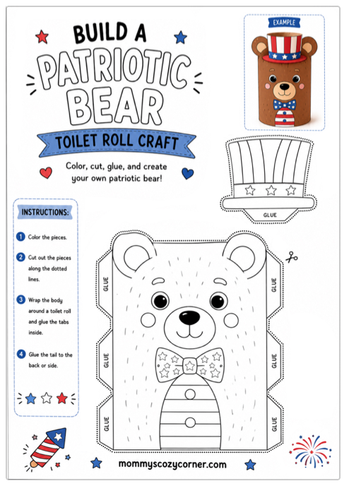 Build a Patriotic Bear Toilet Roll Craft